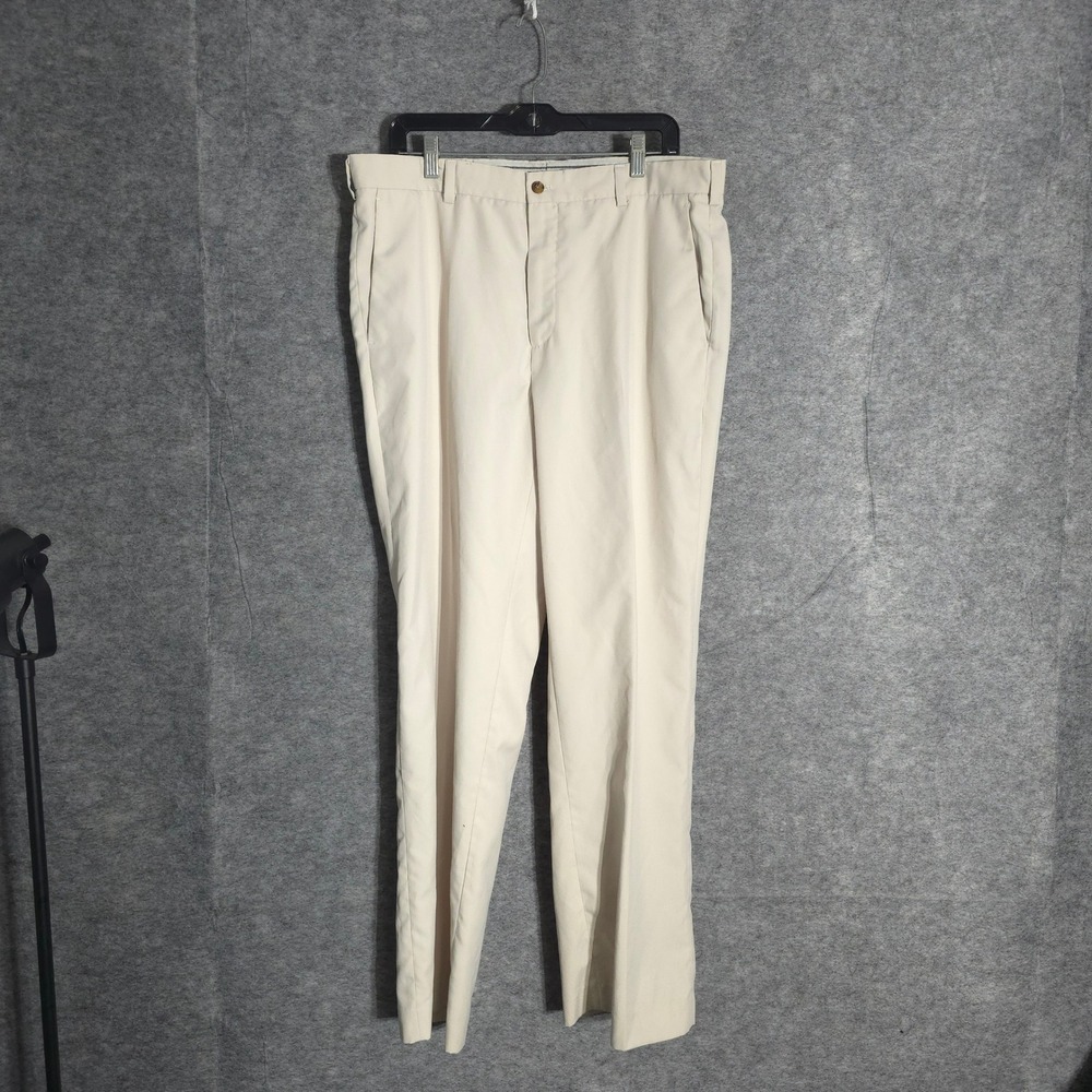 Ping Golf Pants Mens 36x32 Beige Performance Flat Front Trousers Polyester Solid